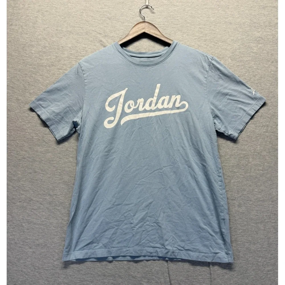 Air Jordan Flight MVP T Shirt Mens Large Light Blue Graphic Script Spellout Logo
